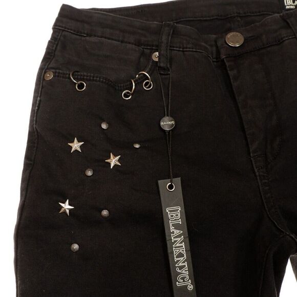 BLANKNYC Skinny Ankle Pants 28 Black Intro Distressed Womens Measure 27x25.5 - Picture 11 of 13